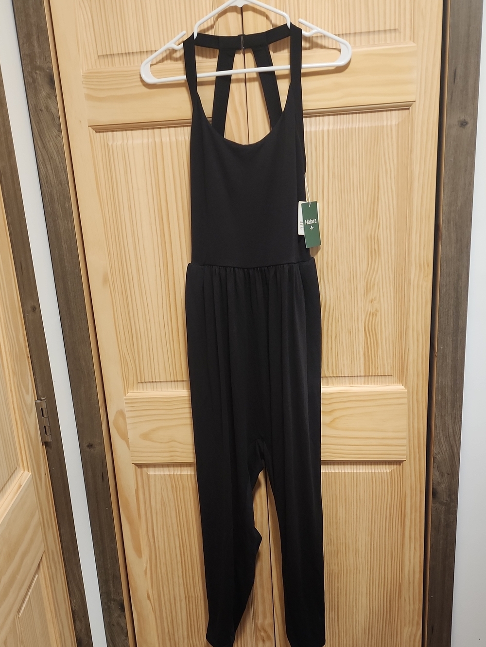HALARA Easy Peezy Black Strappy Racerback Jumpsuit